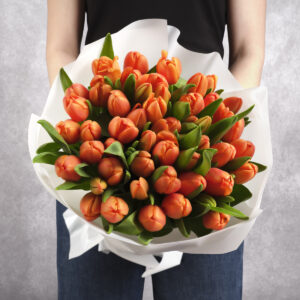 Orange Double Tulips Bouquet 50 stems