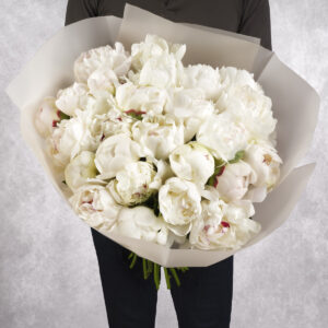 White/Light Pink Peony Bouquet 25 stems