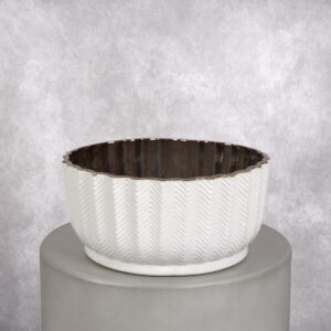 Ceramic Vase White (11 x 11 x 6 in)