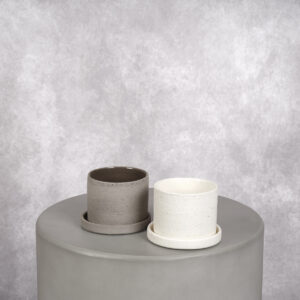 Ceramic Vase Grey/White (4 x 4 x 4 in)