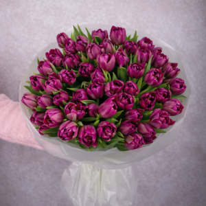 Purple Double Tulips Bouquet 50 stems
